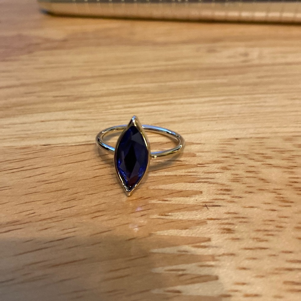 Touchstone Crystal Silver Ring With A Marquis Cut… - image 1